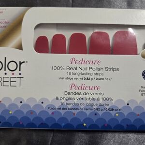 Color Street Red Nail Polish Strips - Baton Rougey Pedi